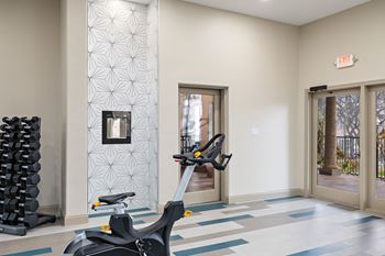 Fitness room with spin bike